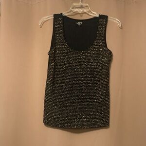 LOFT Black and Gold Textured Tank Top